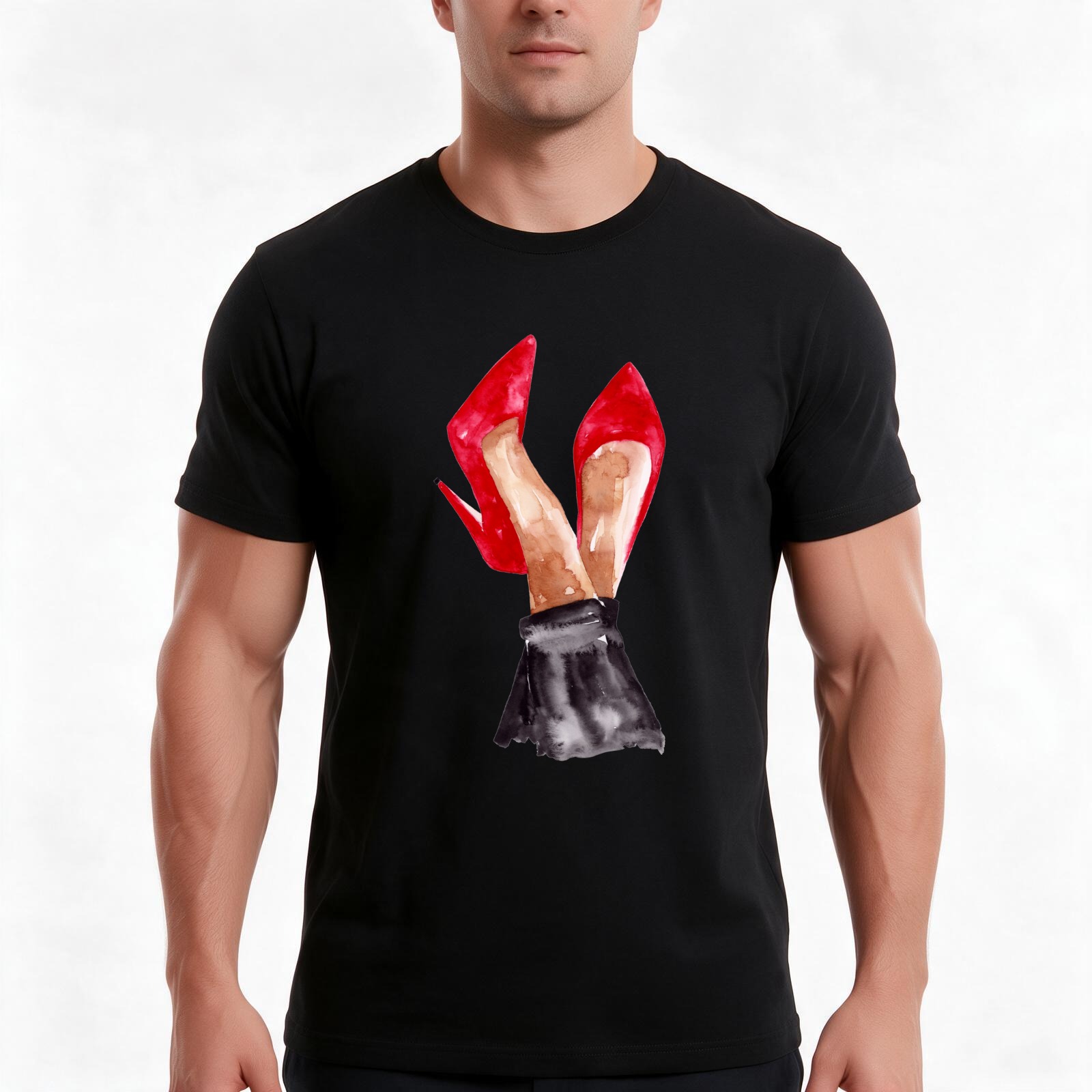 Red Stiletto Shoes Watercolor  - Men Shoes Illustration ulasan dan harga
