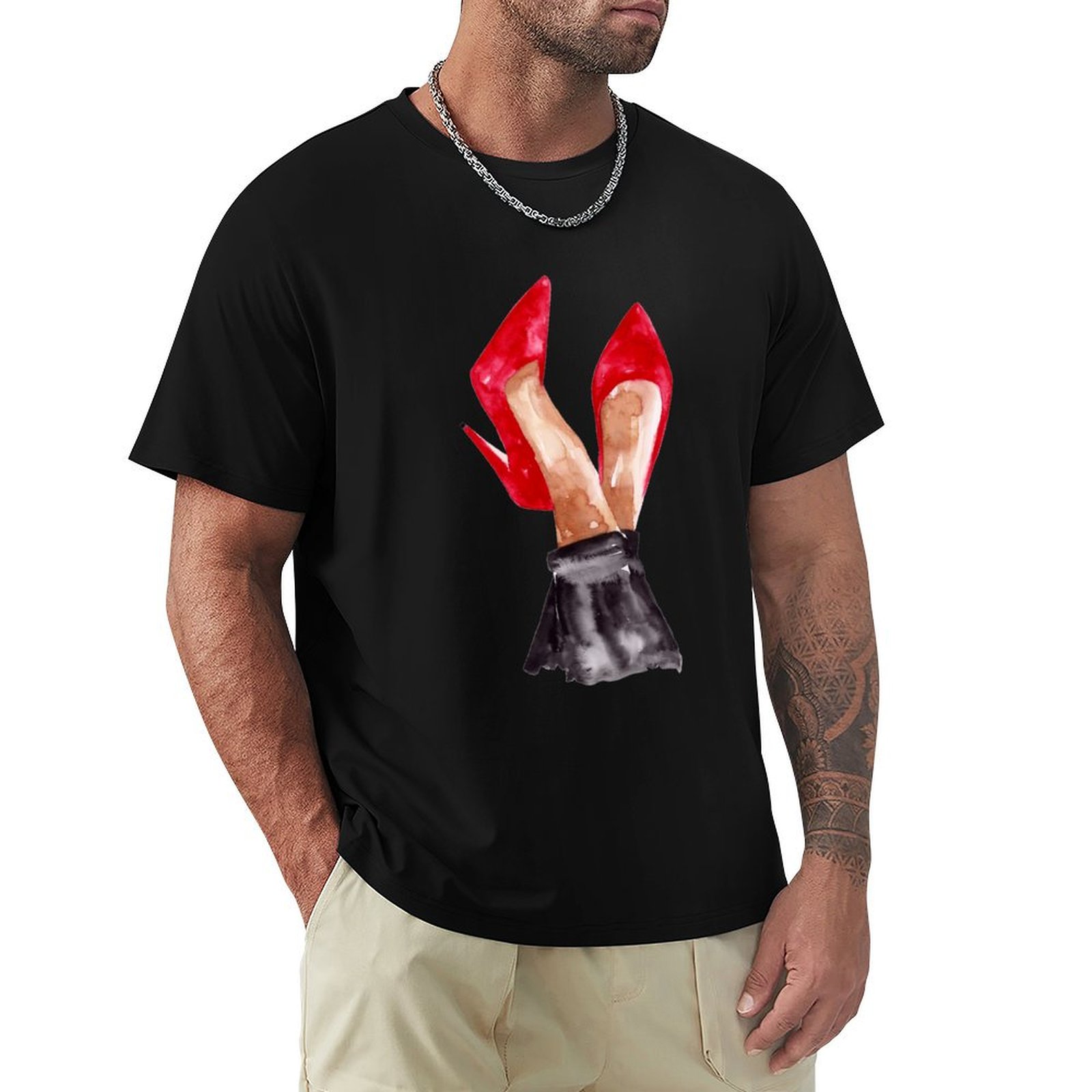 Red Stiletto Shoes Watercolor  - Men Shoes Illustration ulasan dan harga