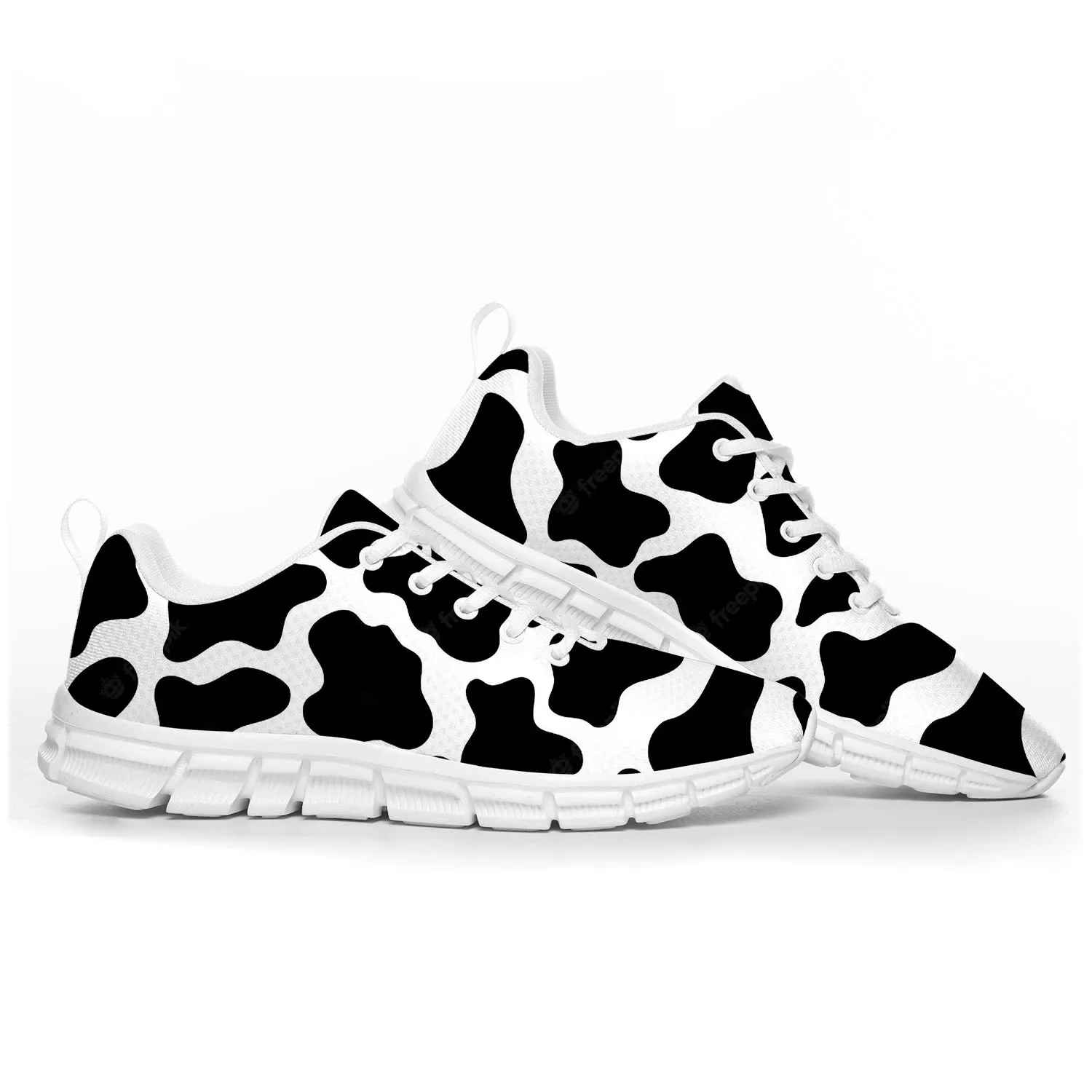 Cow Print 3D Pattern Sports Sh - Men'S Shoes Black And White ulasan dan harga