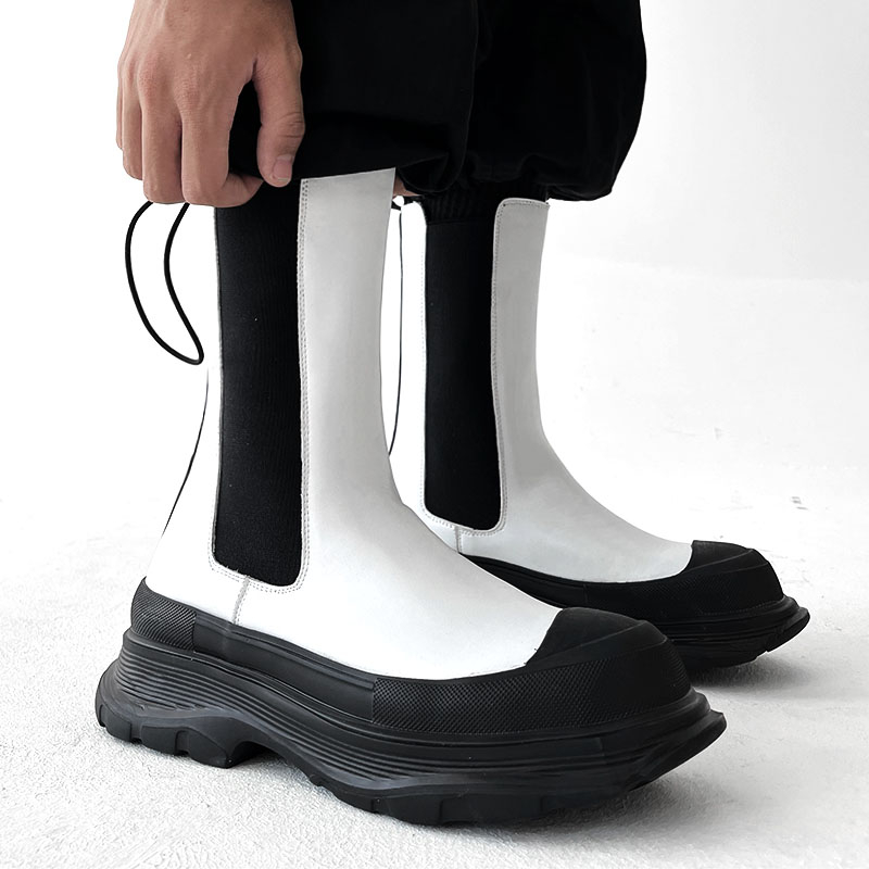 mens fashion punk stage high c - Men'S Shoes Black And White ulasan dan harga