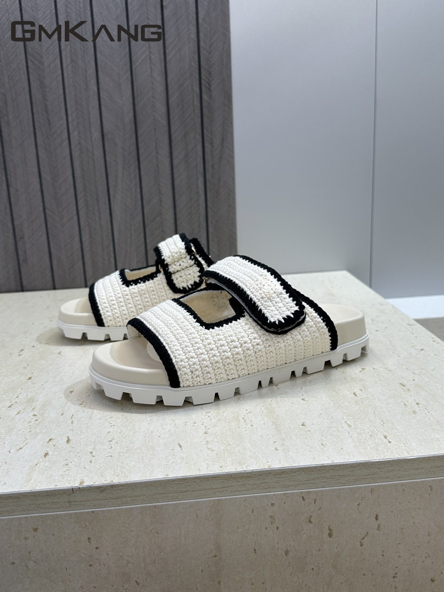 Women Knitted Slide Sandals Ve - Velcro Strap Sandal ulasan dan harga