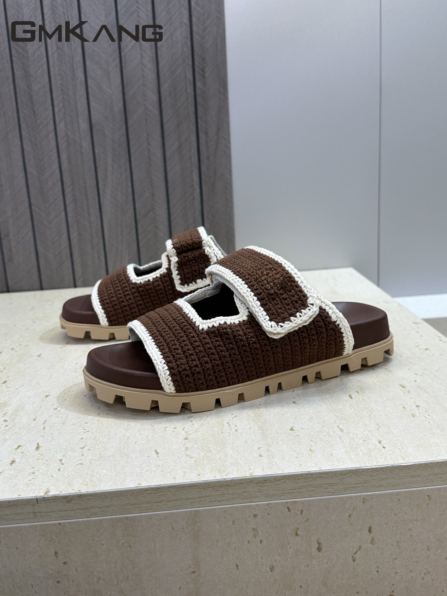 Women Knitted Slide Sandals Ve - Velcro Strap Sandal ulasan dan harga