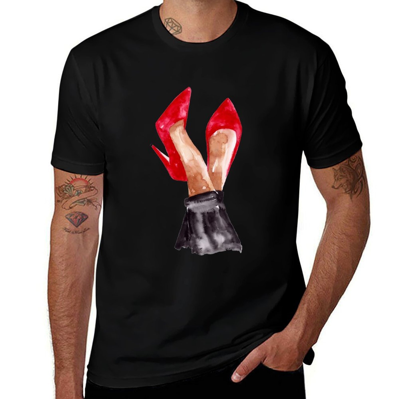 Red Stiletto Shoes Watercolor  - Men Shoes Illustration ulasan dan harga