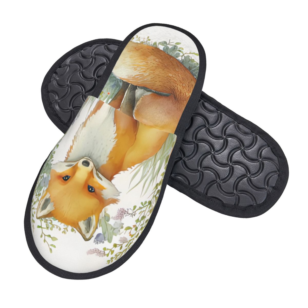 Plush Indoor Slippers Watercol - Men Shoes Illustration ulasan dan harga